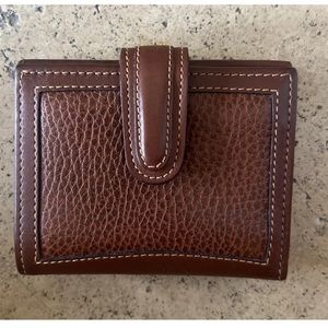 Vintage 90s Coach Sheridan Kiss Lock Coin Purse Wallet Card Case Brown Leather